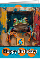 6 Years Old Frog Hoppy Birthday card