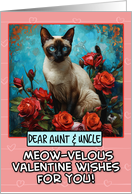 Aunt and Uncle Valentine’s Day Siamese Cat and Roses card