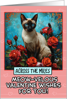 Across the Miles Valentine’s Day Siamese Cat and Roses card