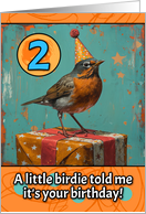 2 Years Old Happy Birthday Little Bird with Present card
