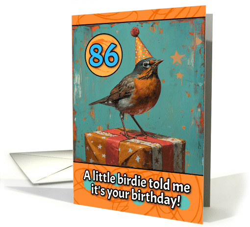 86 Years Old Happy Birthday Little Bird with Present card (1819284)