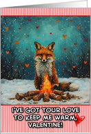 Valentine’s Day Fox with Campfire card