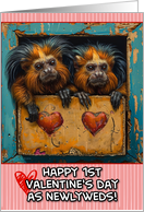 First Valentine’s Day as a Newlywed Couple Tamarin Monkeys card