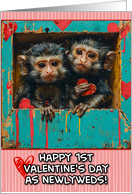 First Valentine’s Day as a Newlywed Couple Marmoset Monkeys card