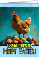Aunt and Uncle Happy Easter Chicken and Eggs card