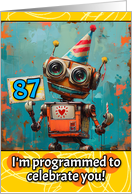 87 Years Old Happy Birthday Little Robot card