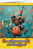 59 Years Old Happy Birthday Little Robot card