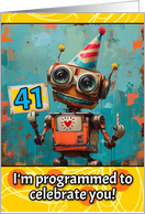41 Years Old Happy Birthday Little Robot card