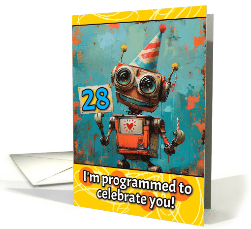 28 Years Old Happy Birthday Little Robot card (1821152)