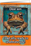Son Happy Birthday Toad with Glasses card