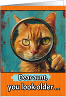 Aunt Happy Birthday Ginger Cat with Magnifying Glass card