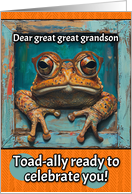 Great Great Grandson Happy Birthday Toad with Glasses card