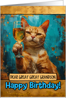 Great Great Grandson Happy Birthday Ginger Cat Champagne Toast card