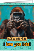 Across the Miles Love You Lots Gorilla Making Heart Gesture card