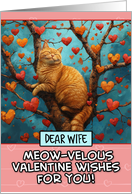 Wife Valentine’s Day Ginger Cat in Tree with Hearts card