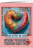 Sister in Law Valentine’s Day Rainbow Donut Heart card