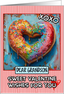 Grandson Valentine’s Day Rainbow Donut Heart card