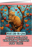 Son in Law Valentine’s Day Ginger Cat in Tree with Hearts card