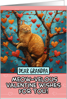 Grandpa Valentine’s Day Ginger Cat in Tree with Hearts card