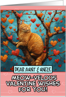 Aunt and Uncle Valentine’s Day Ginger Cat in Tree with Hearts card