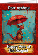 Nephew Happy Year of the Dragon Coin Rain Dragon card