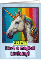 Wife Happy Birthday Rainbow Unicorn card