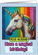 Husband Happy Birthday Rainbow Unicorn card