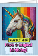 Boyfriend Happy Birthday Rainbow Unicorn card