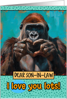 Son in Law Love You Lots Gorilla Making Heart Gesture card