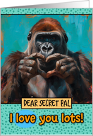 Secret Pal Love You Lots Gorilla Making Heart Gesture card
