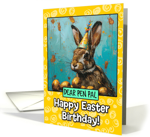 Pen Pal Easter Birthday Bunny and Eggs card (1825856)