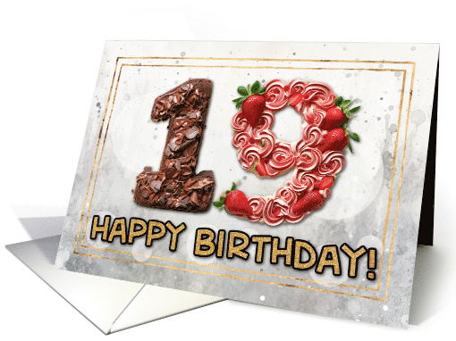 19 Year Old Happy Birthday Cake card (1826008)