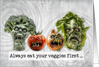 Halloween Zombie Veggies card