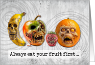 Halloween Zombie Fruit card