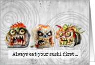 Halloween Zombie Sushi card