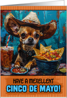 Cinco de Mayo Chihuahua with Sombrero and Nachos card