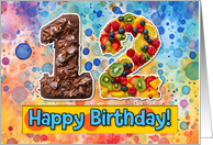 12 Years Old Happy Birthday Cake card