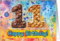 11 Years Old Happy Birthday Cake card