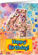 4 Years Old Happy Birthday Cake card