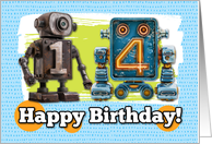 14 Years Old Happy Birthday Robots card
