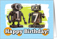 17 Years Old Happy Birthday Robots card