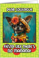 Colleague Happy Cinco de Mayo Chihuahua with Taco Hat card