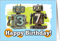 37 Years Old Happy Birthday Robots card