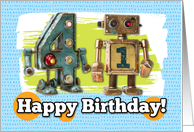 41 Years Old Happy Birthday Robots card