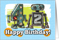 42 Years Old Happy Birthday Robots card