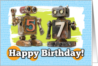 57 Years Old Happy Birthday Robots card