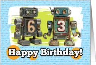63 Years Old Happy Birthday Robots card