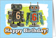 66 Years Old Happy Birthday Robots card