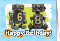 68 Years Old Happy Birthday Robots card