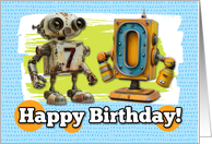 70 Years Old Happy Birthday Robots card